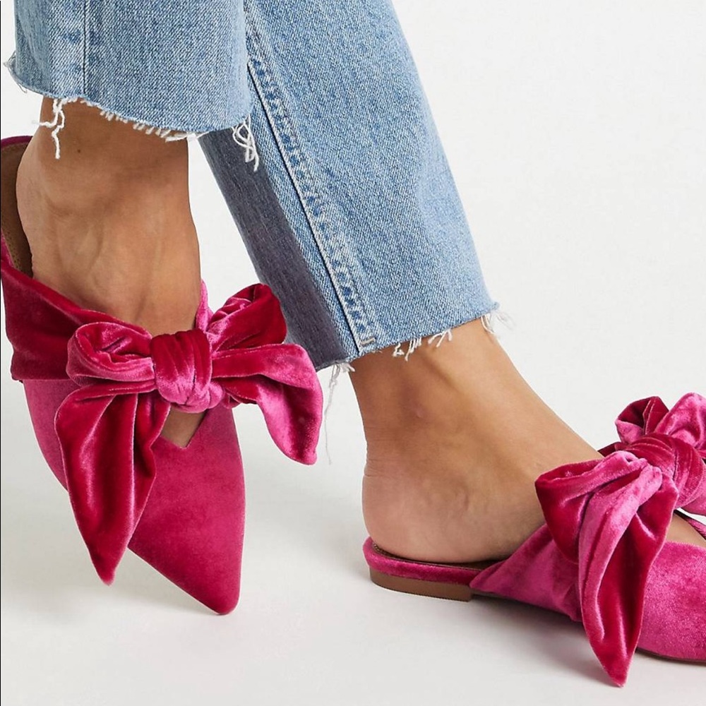 ASOS Pink Velvet Mules/ Slides *New* Flats